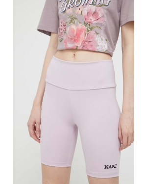 Karl Kani szorty damskie kolor różowy z aplikacją medium waist