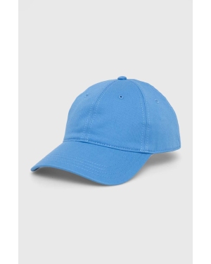 Lacoste czapka z daszkiem bawełniana kolor niebieski gładka RK0440-031