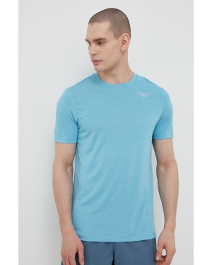 Mizuno t-shirt do biegania Impulse kolor niebieski gładki