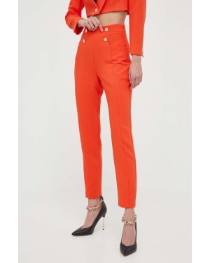 Morgan spodnie damskie kolor pomarańczowy fason cygaretki high waist