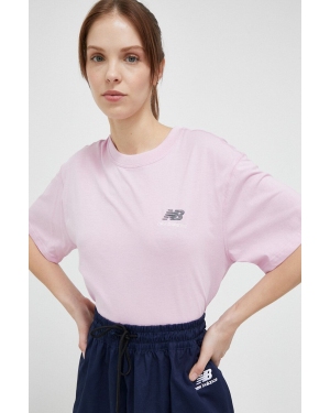 New Balance t-shirt bawełniany kolor różowy