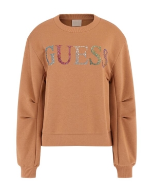 Guess Bluza Logo W3GQ09 KBK32 Brązowy Relaxed Fit