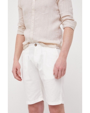 Pepe Jeans szorty z domieszką lnu Arkin kolor biały