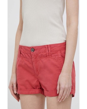 Pepe Jeans szorty bawełniane Balboa kolor czerwony gładkie medium waist