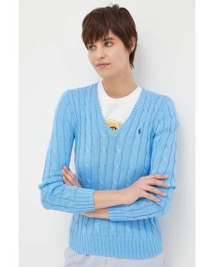 Polo Ralph Lauren sweter bawełniany damski kolor niebieski lekki