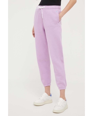 Polo Ralph Lauren spodnie dresowe kolor fioletowy gładkie