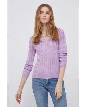 Polo Ralph Lauren sweter bawełniany damski kolor fioletowy lekki