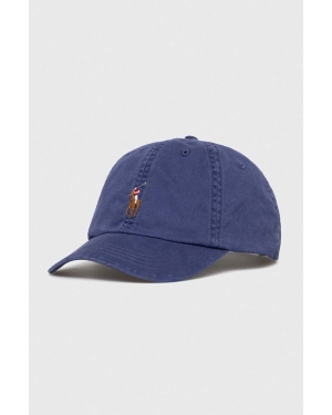 Polo Ralph Lauren czapka z daszkiem kolor niebieski gładka