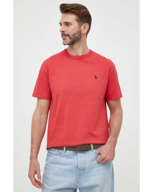 Polo Ralph Lauren t-shirt bawełniany kolor czerwony gładki