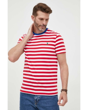 Polo Ralph Lauren t-shirt bawełniany kolor czerwony wzorzysty