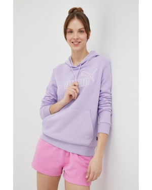 Puma bluza dresowa kolor fioletowy z kapturem z aplikacją