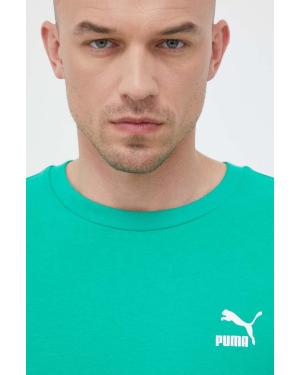 Puma t-shirt bawełniany kolor zielony gładki 535587-02
