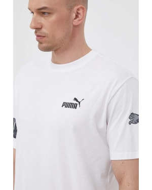 Puma t-shirt bawełniany kolor biały z nadrukiem