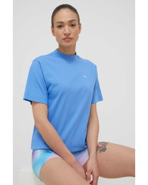 Puma t-shirt bawełniany kolor niebieski