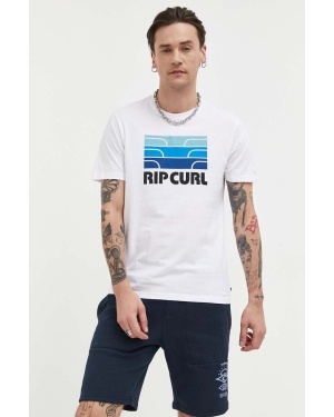 Rip Curl t-shirt bawełniany kolor biały z nadrukiem