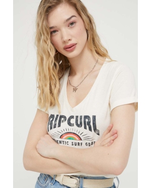 Rip Curl t-shirt bawełniany kolor beżowy