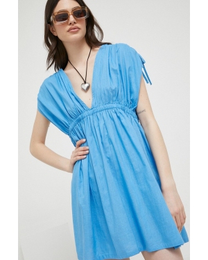 Roxy sukienka kolor niebieski mini rozkloszowana