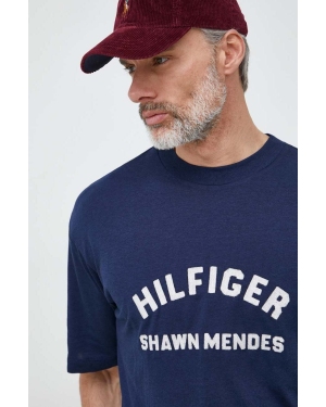 Tommy Hilfiger t-shirt x Shawn Mendes męski kolor granatowy z nadrukiem