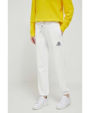 Tommy Hilfiger spodnie dresowe bawełniane kolor biały gładkie