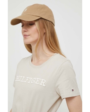 Tommy Hilfiger t-shirt bawełniany kolor beżowy