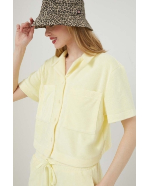 UGG koszula damska kolor żółty regular z kołnierzykiem klasycznym