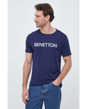 United Colors of Benetton t-shirt bawełniany kolor granatowy z nadrukiem