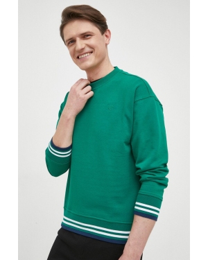 United Colors of Benetton bluza bawełniana męska kolor zielony gładka