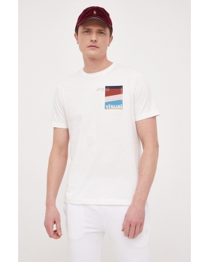 United Colors of Benetton t-shirt bawełniany kolor biały wzorzysty