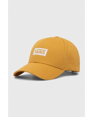 Vans czapka z daszkiem bawełniana kolor żółty z aplikacją