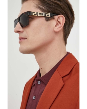 Versace okulary przeciwsłoneczne męskie kolor brązowy