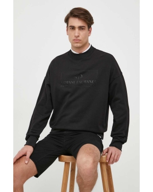 Armani Exchange bluza bawełniana męska kolor czarny z nadrukiem