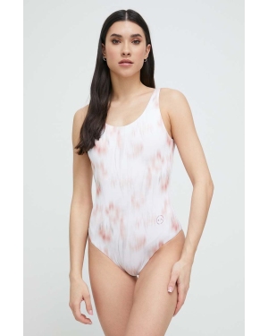 Armani Exchange jednoczęściowy strój kąpielowy kolor biały miękka miseczka