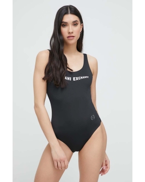 Armani Exchange jednoczęściowy strój kąpielowy kolor czarny miękka miseczka