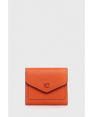 Coach portfel skórzany Wyn Small Wallet damski kolor pomarańczowy