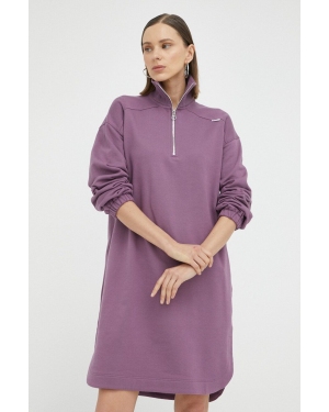 G-Star Raw sukienka bawełniana kolor fioletowy mini oversize
