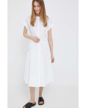 Lauren Ralph Lauren sukienka kolor biały midi rozkloszowana