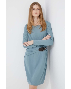 Lauren Ralph Lauren sukienka kolor turkusowy mini dopasowana