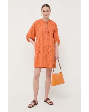 Marella sukienka bawełniana kolor pomarańczowy mini prosta