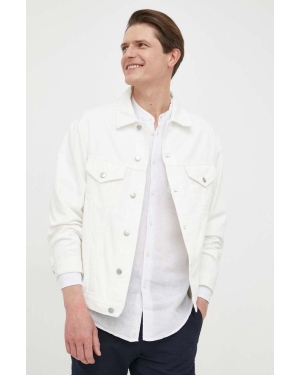 Sisley kurtka jeansowa męska kolor biały przejściowa