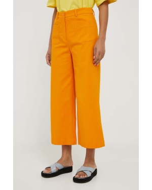 Sisley spodnie damskie kolor pomarańczowy szerokie high waist