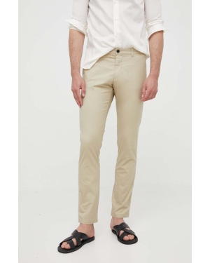 Sisley spodnie męskie kolor beżowy w fasonie chinos