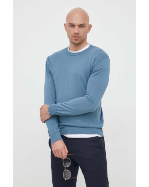 Sisley sweter bawełniany kolor niebieski lekki