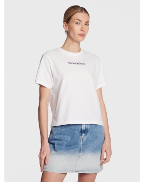 Tommy Jeans T-Shirt Serif Linear DW0DW15049 Biały Regular Fit