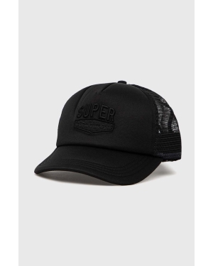 Superdry czapka z daszkiem kolor czarny gładka