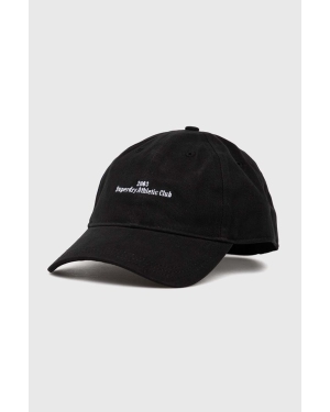 Superdry czapka z daszkiem bawełniana kolor czarny z aplikacją