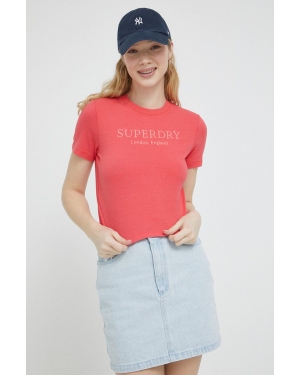 Superdry t-shirt damski kolor różowy