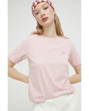 Superdry t-shirt bawełniany kolor różowy