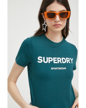 Superdry t-shirt damski kolor zielony