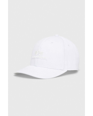 Alpha Industries czapka bawełniana kolor biały z aplikacją 168903.09-White