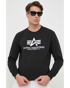 Alpha Industries bluza Basic Sweater męska kolor czarny z nadrukiem 178302.03